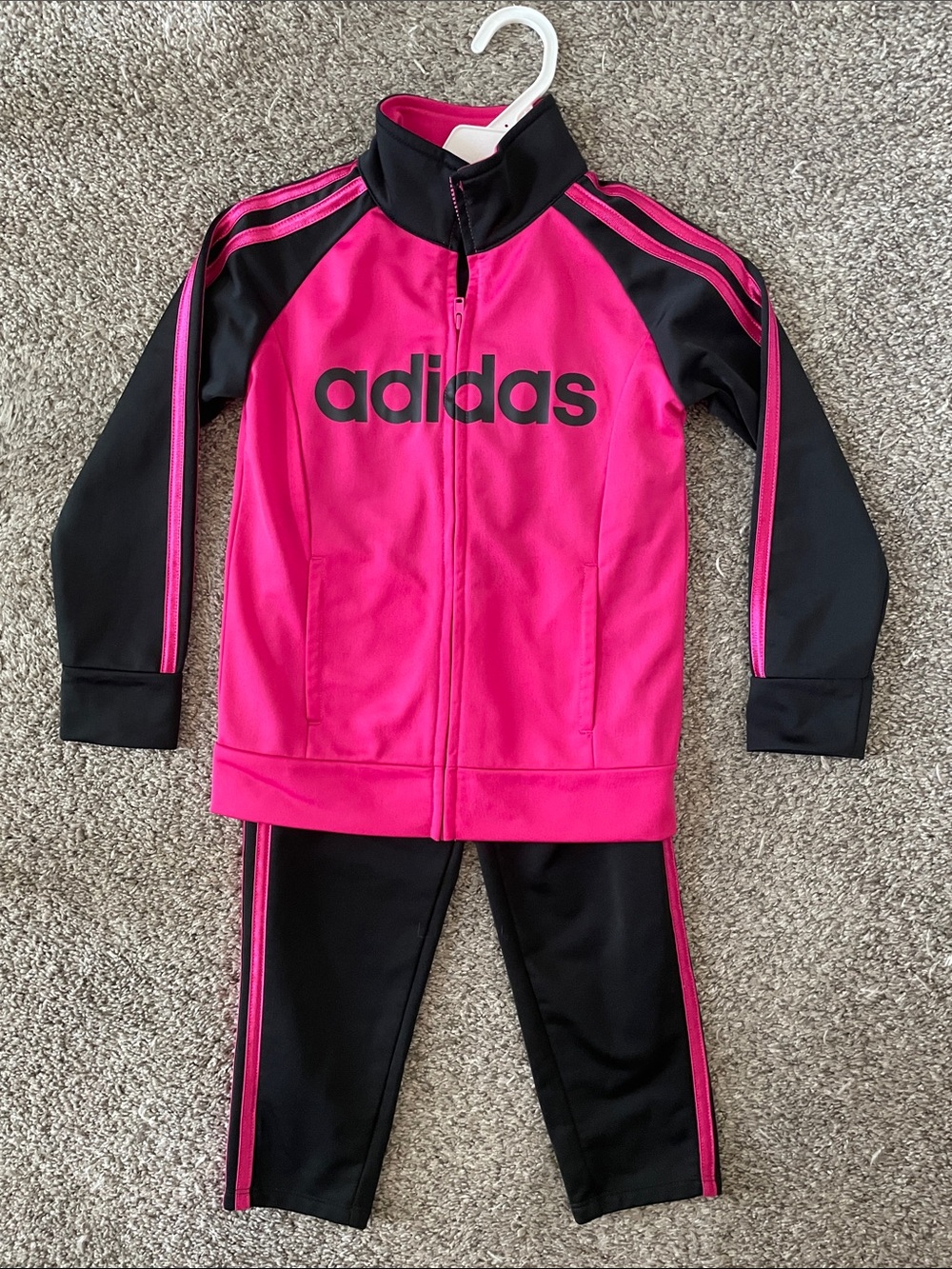 adidas Hot Pink and Black Track Jacket & Pants Set